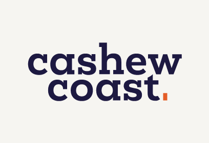 Blue Cashew Coast text brand