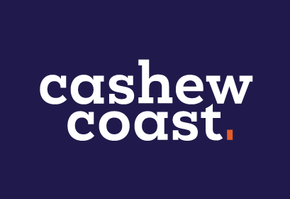 White Cashew Coast text brand